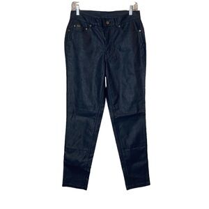 DG2 Blue Faux Leather Coated Tapered Leg Pants